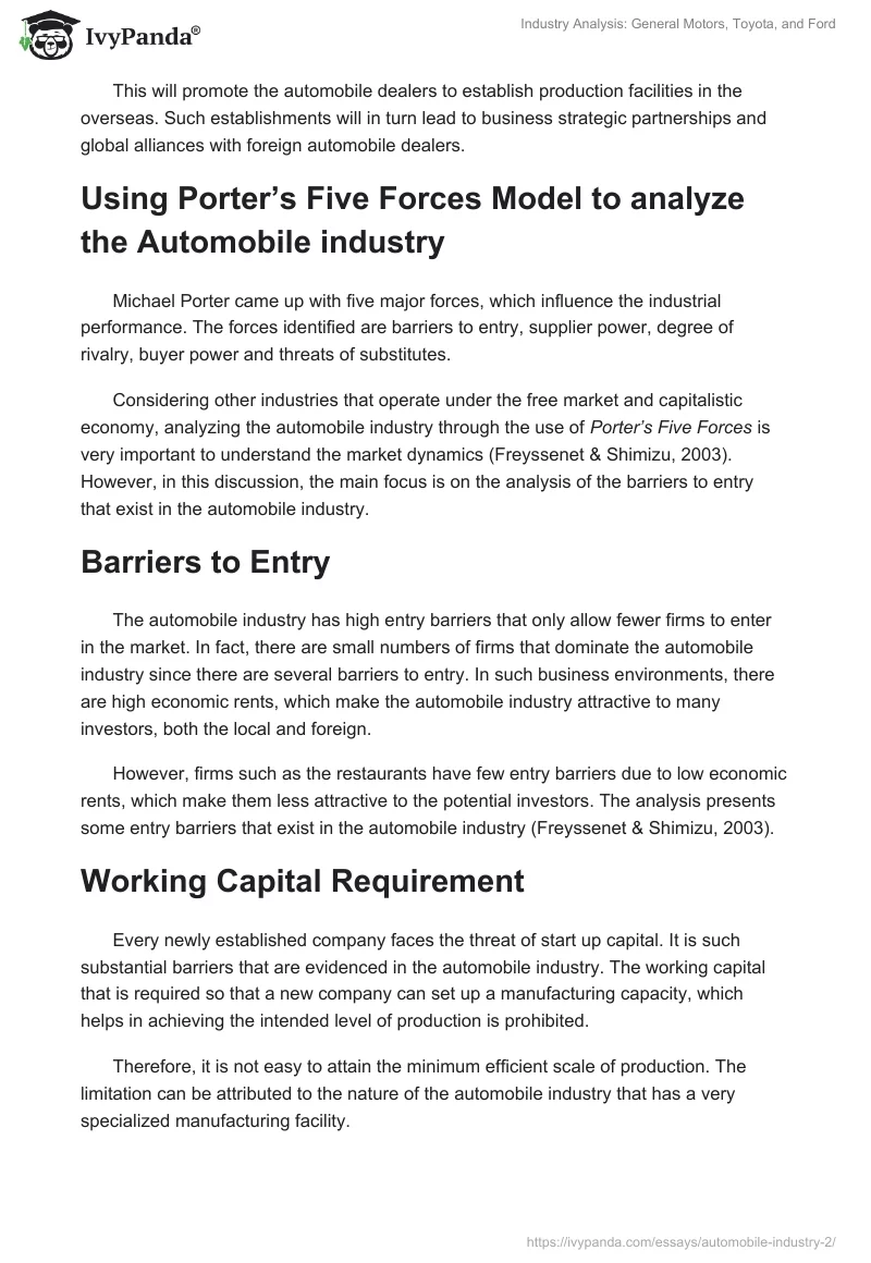 Industry Analysis: General Motors, Toyota, and Ford. Page 2