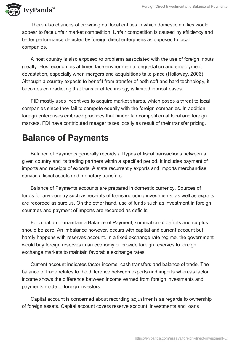Foreign Direct Investment and Balance of Payments. Page 5