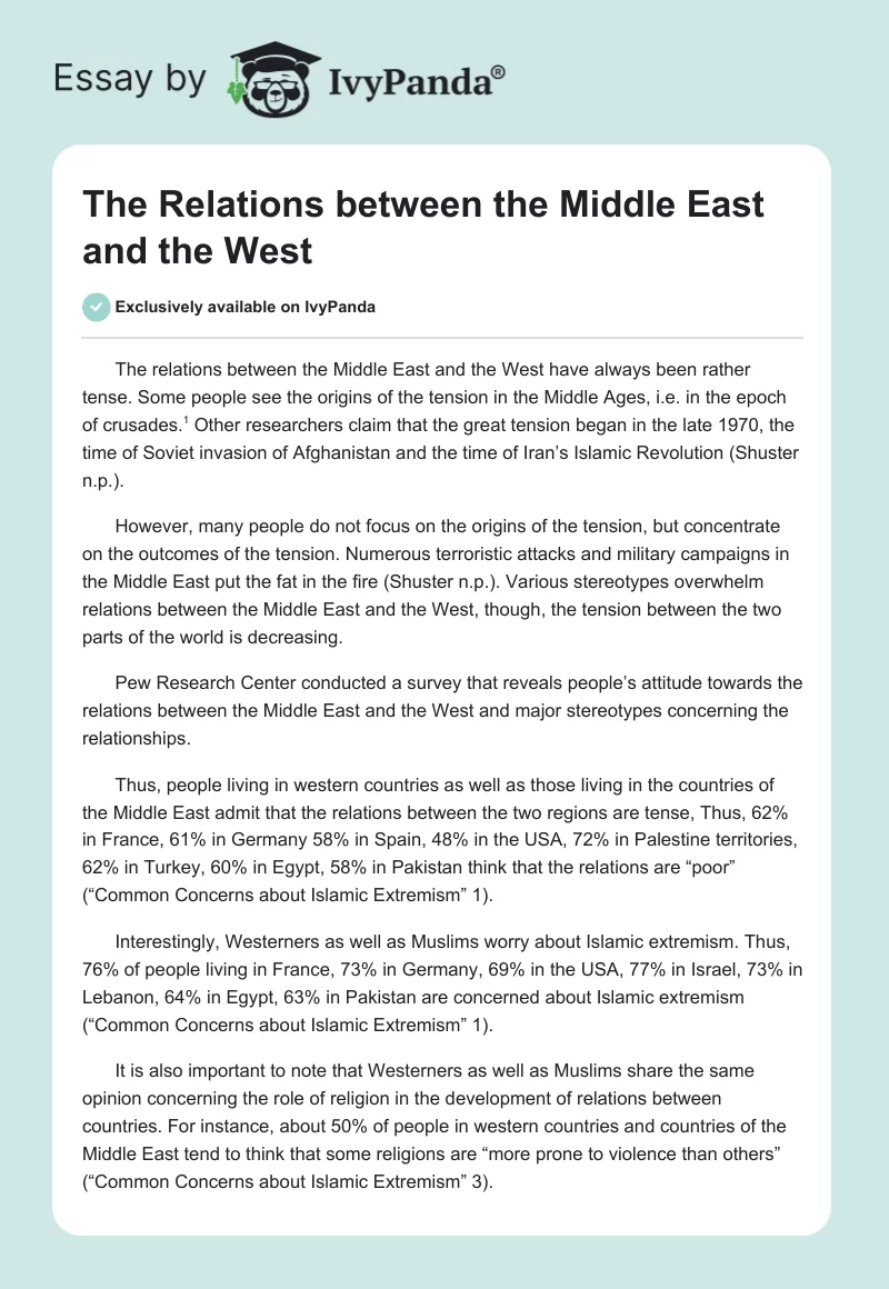 The Relations between the Middle East and the West. Page 1