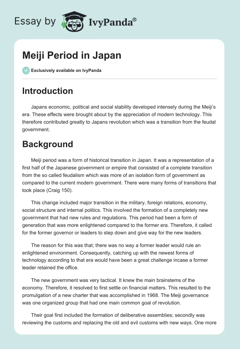 Meiji Period in Japan. Page 1