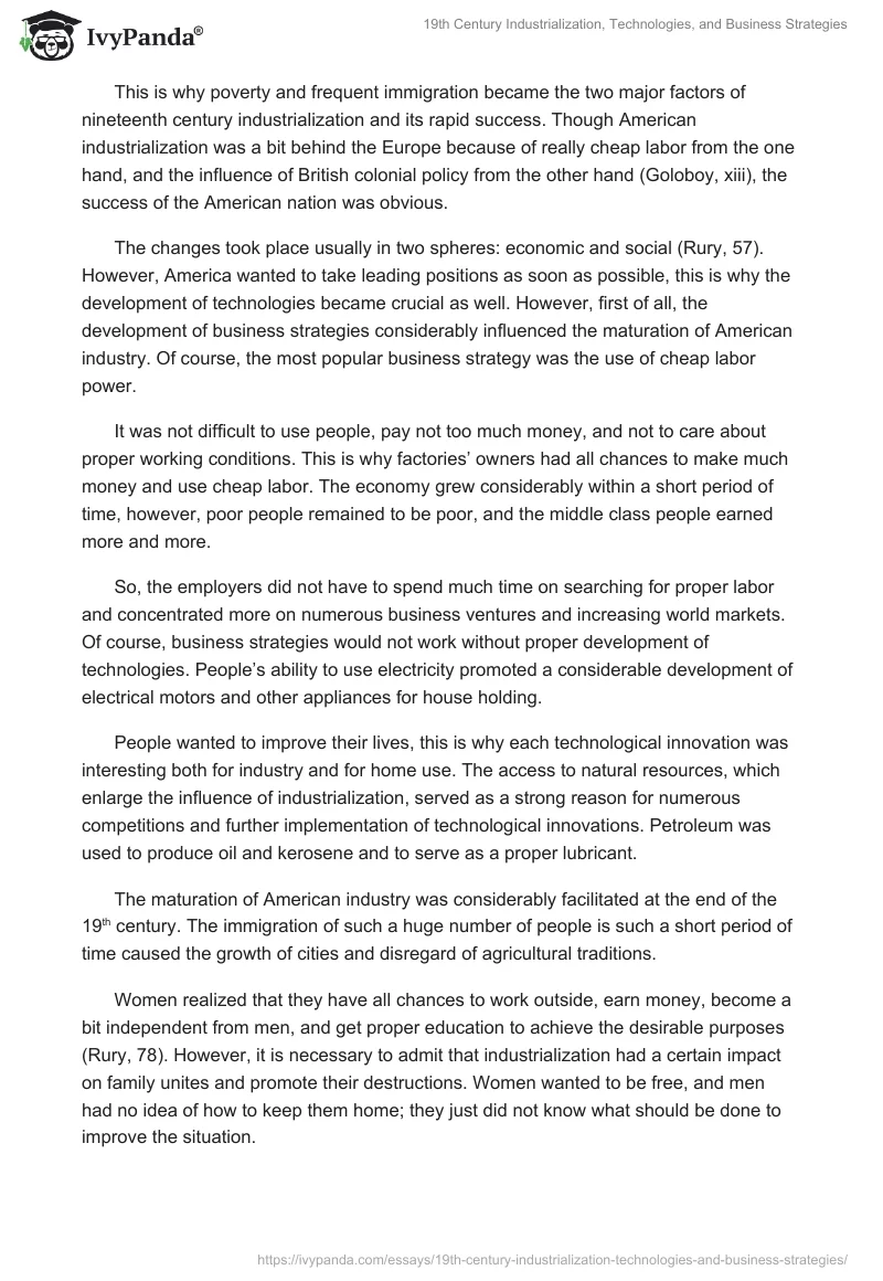 19th Century Industrialization, Technologies, and Business Strategies. Page 2