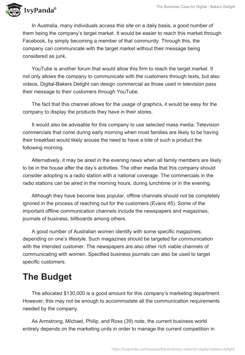 The Business Case for Digital - Bakers Delight. Page 4
