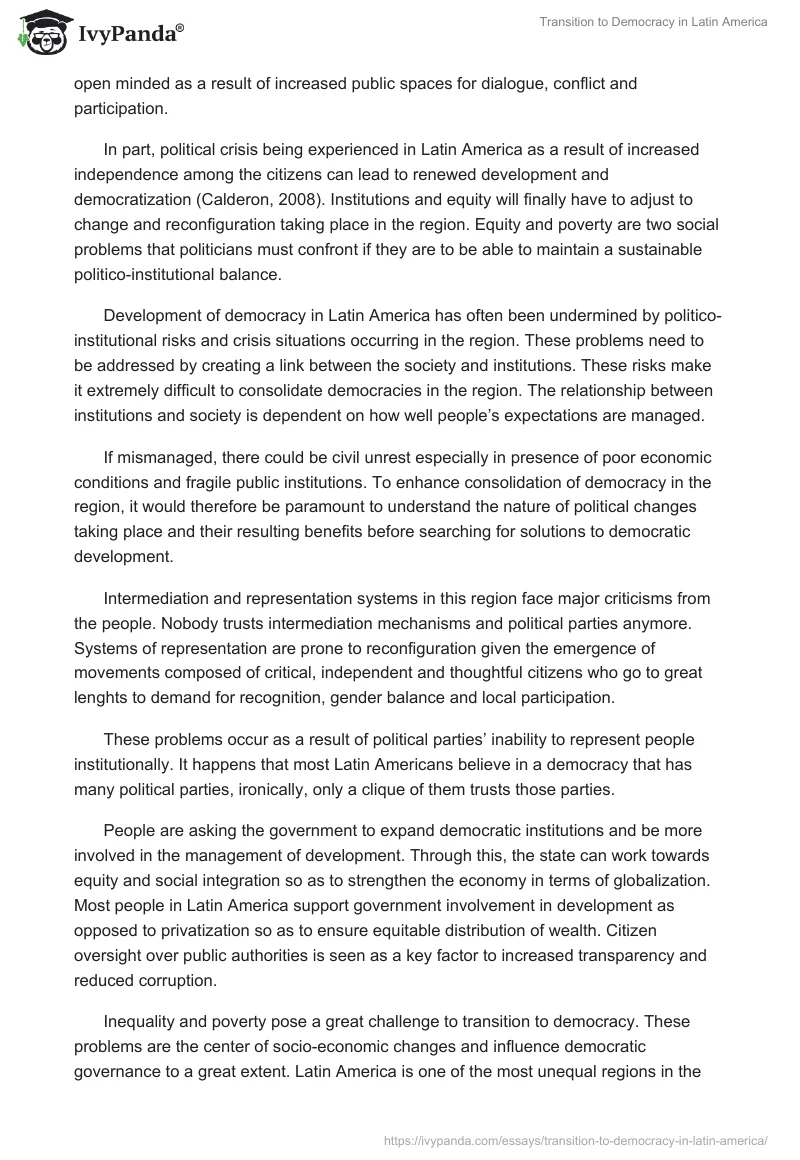 Transition to Democracy in Latin America. Page 2