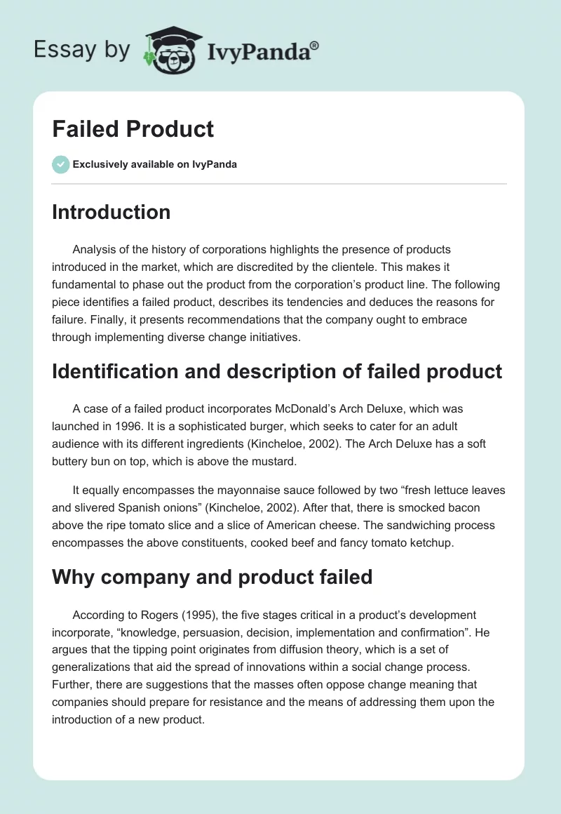Failed Product. Page 1