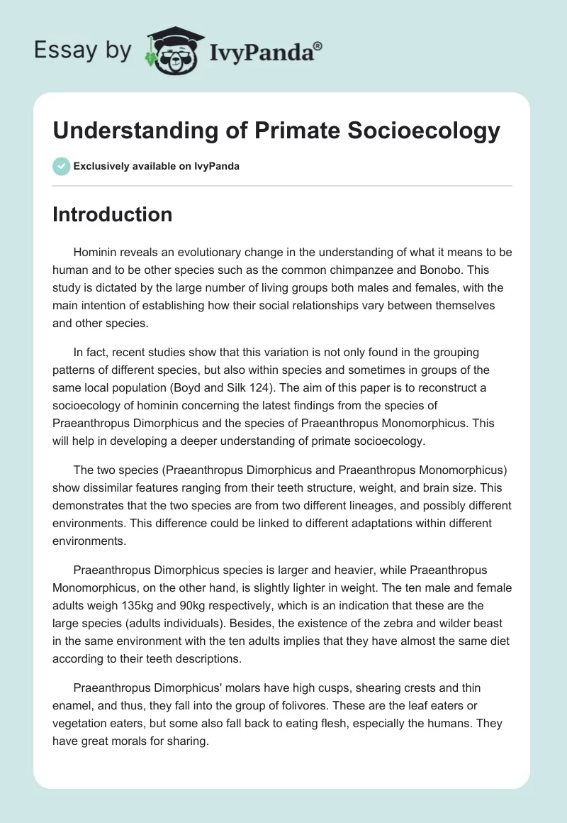 Understanding of Primate Socioecology. Page 1