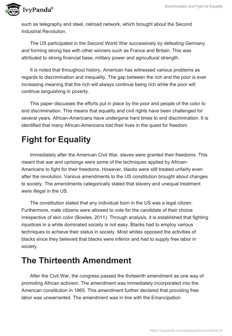 Discrimination and Fight for Equality. Page 2