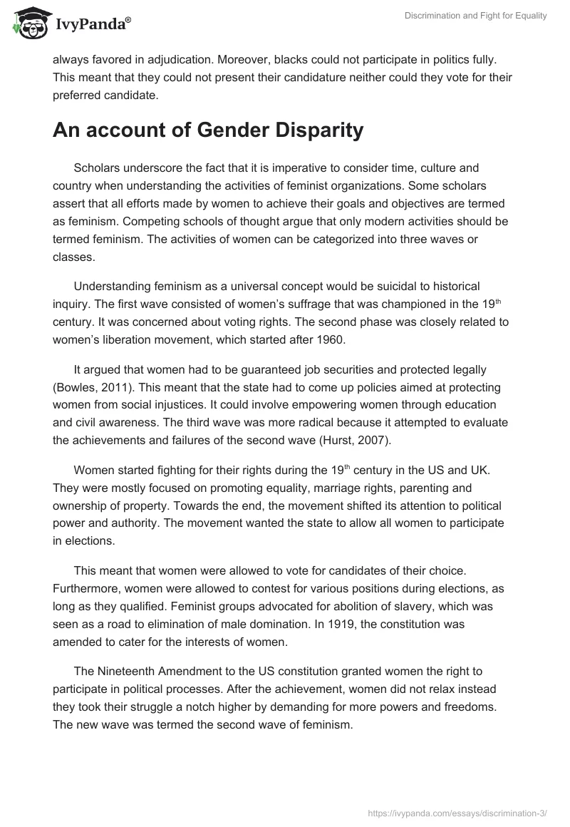 Discrimination and Fight for Equality. Page 4