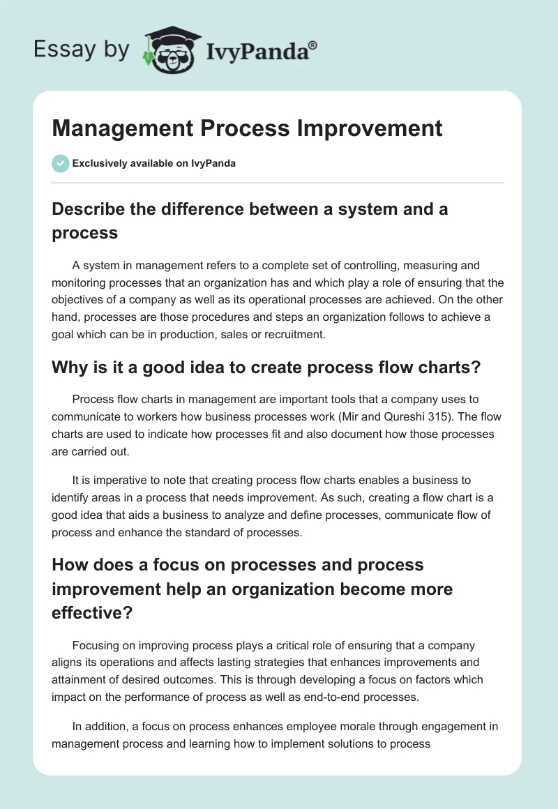 Management Process Improvement. Page 1
