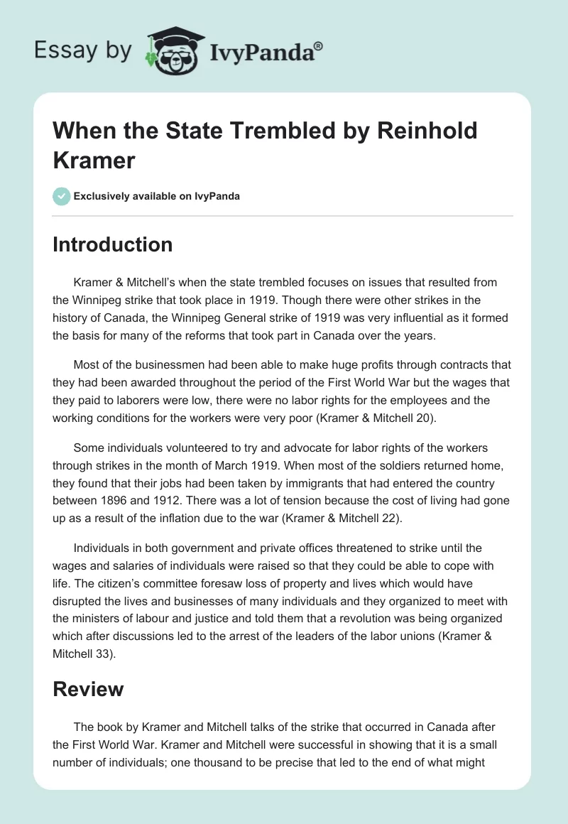 When the State Trembled by Reinhold Kramer. Page 1