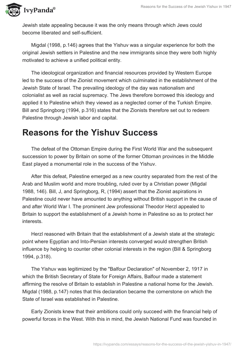 Reasons for the Success of the Jewish Yishuv in 1947. Page 2