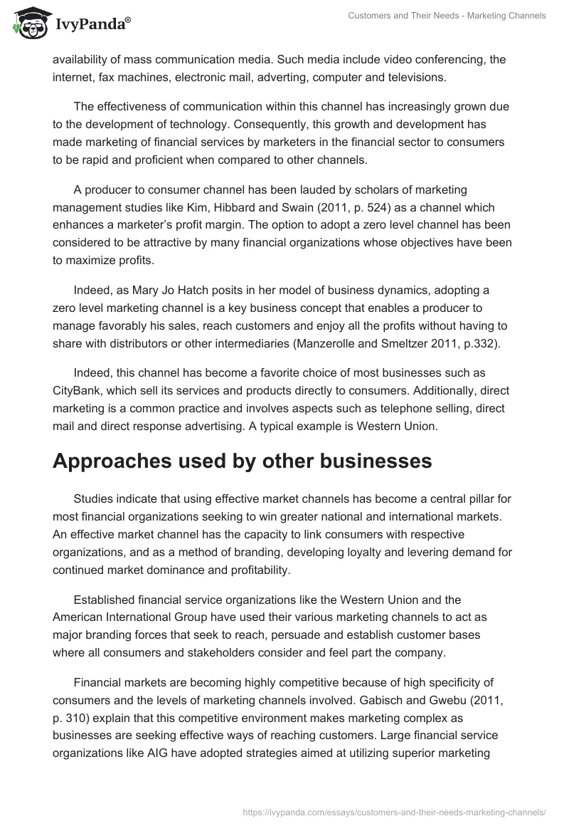 Customers and Their Needs - Marketing Channels. Page 2