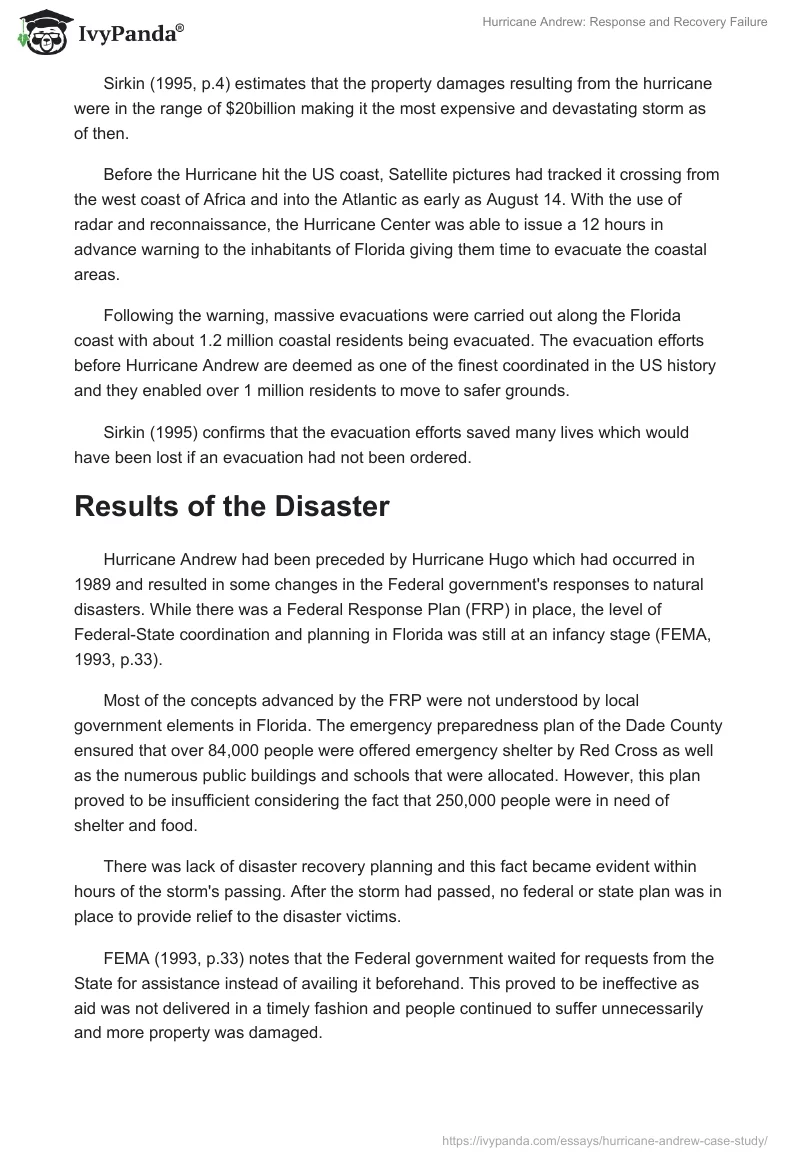 Hurricane Andrew: Response and Recovery Failure. Page 2