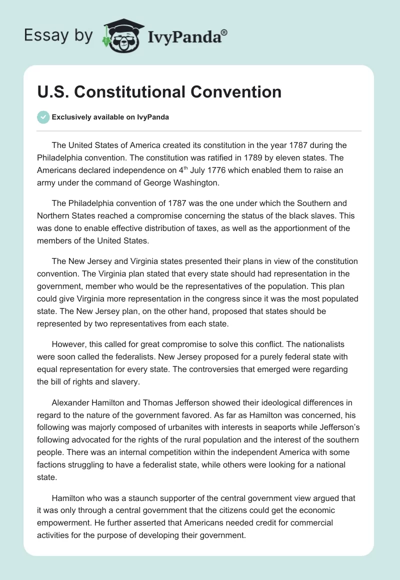 U.S. Constitutional Convention. Page 1