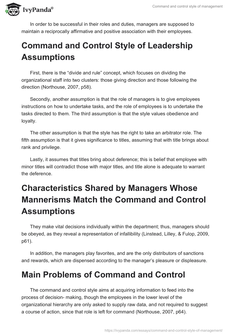 Command and control style of management. Page 3