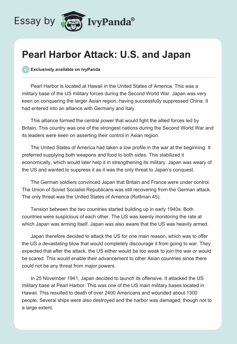 Pearl Harbor Attack: U.S. and Japan. Page 1