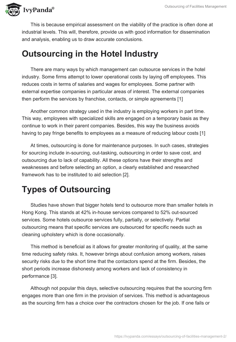 Outsourcing of Facilities Management. Page 2