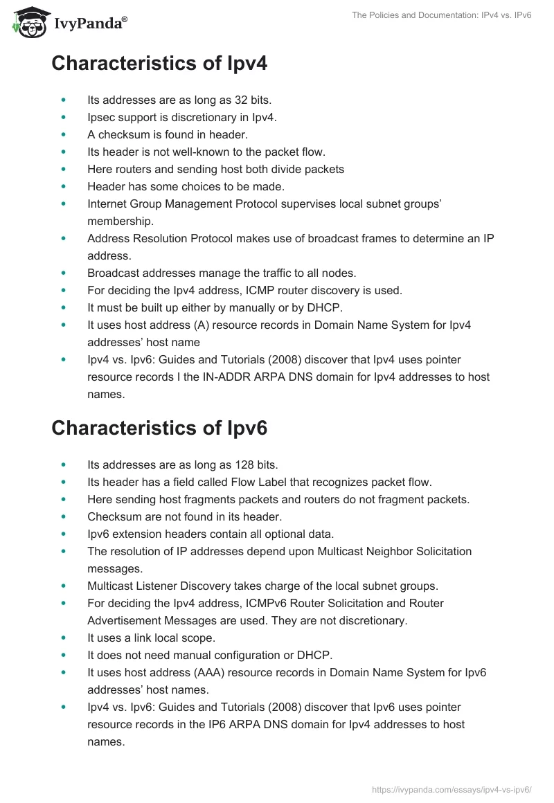 The Policies and Documentation: IPv4 vs. IPv6. Page 5