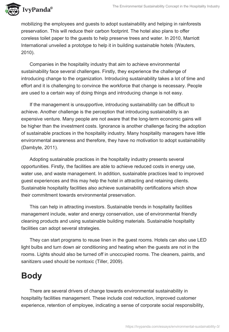 The Environmental Sustainability Concept in the Hospitality Industry. Page 4