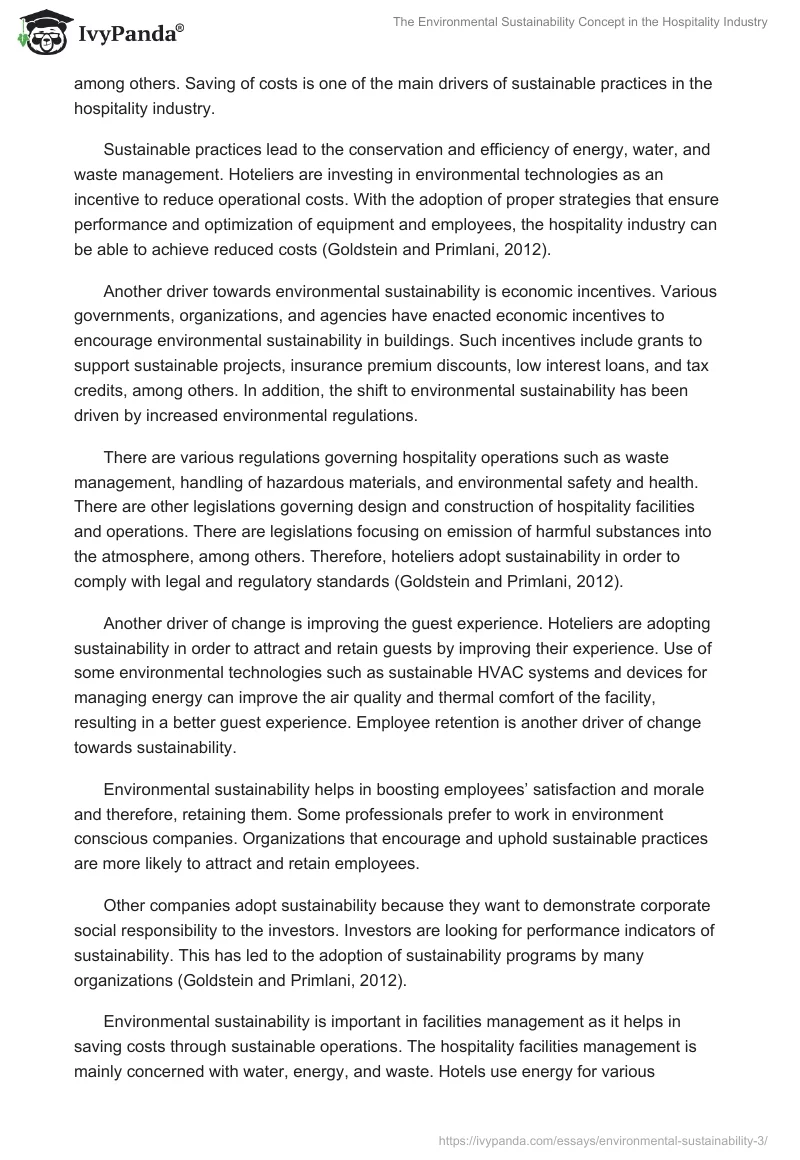 The Environmental Sustainability Concept in the Hospitality Industry. Page 5