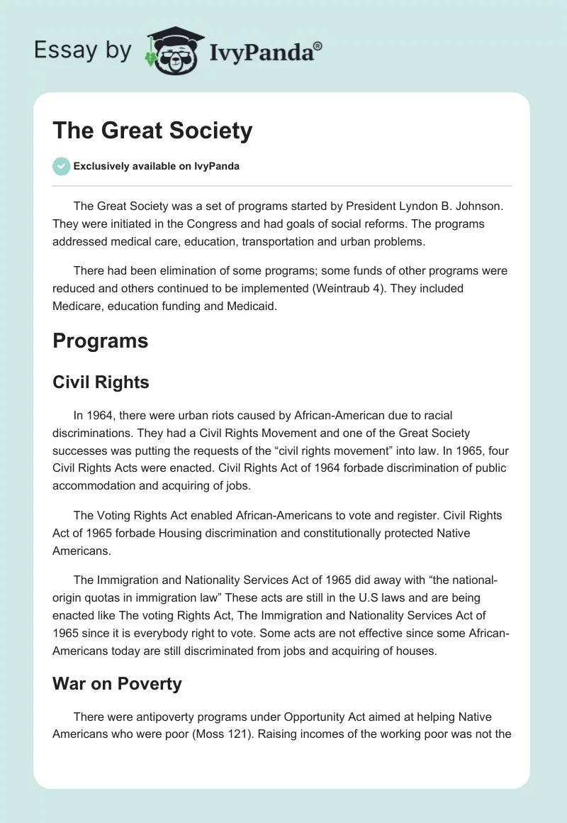 The Great Society. Page 1