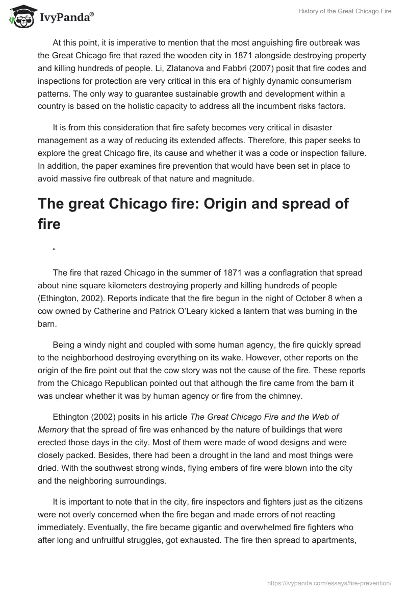 History of the Great Chicago Fire. Page 2