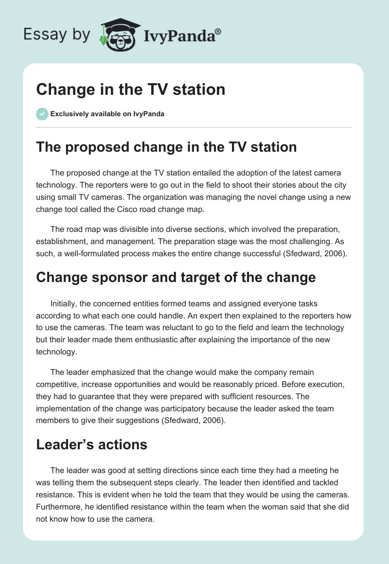 Change in the TV Station. Page 1