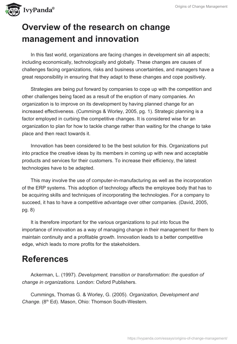 Origins of Change Management. Page 4