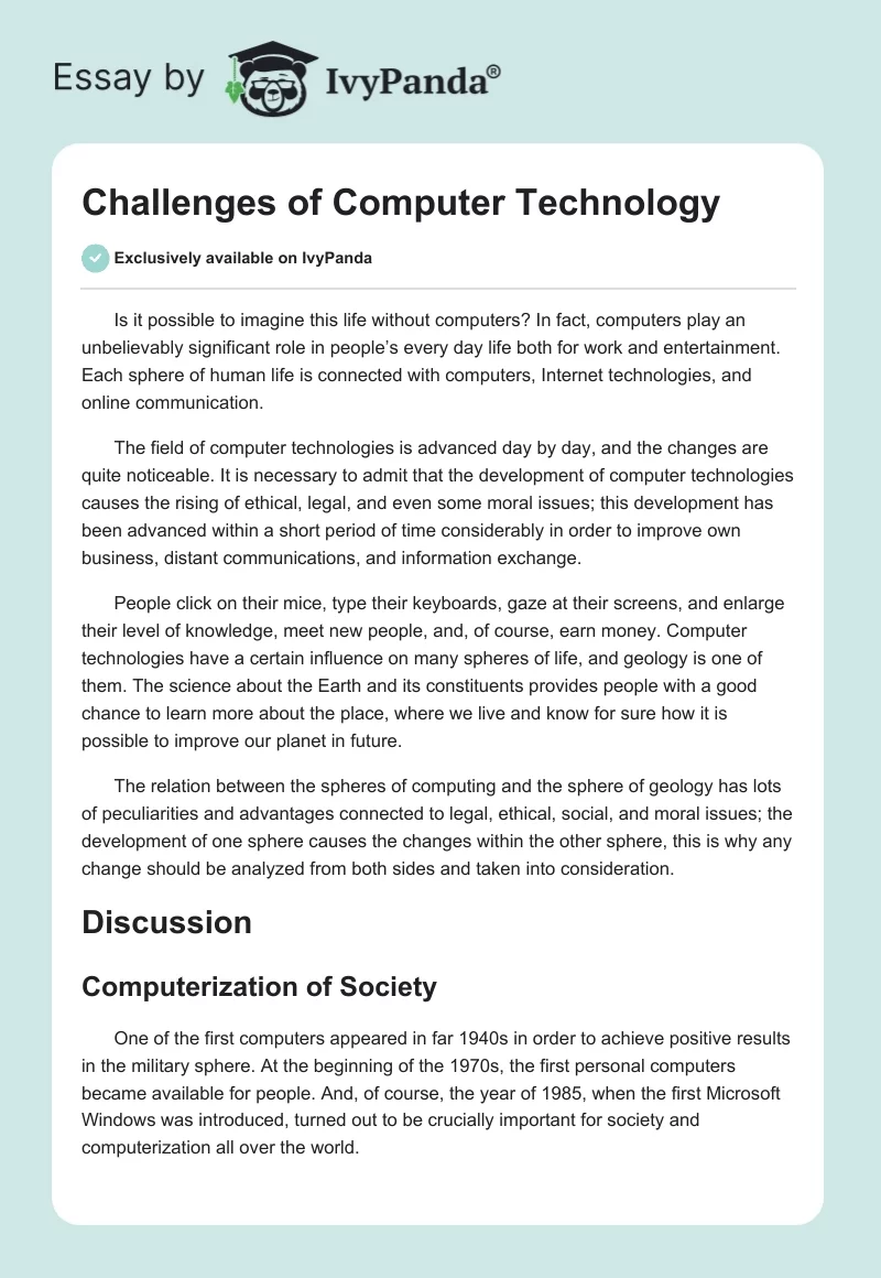 Challenges of Computer Technology. Page 1
