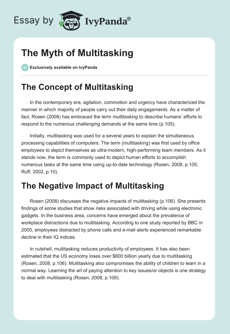The Myth of Multitasking. Page 1