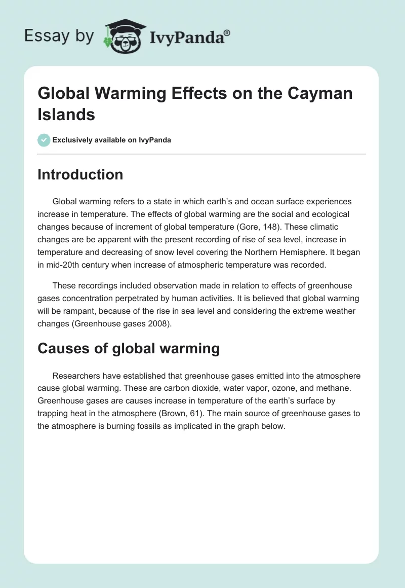Global Warming Effects on the Cayman Islands. Page 1