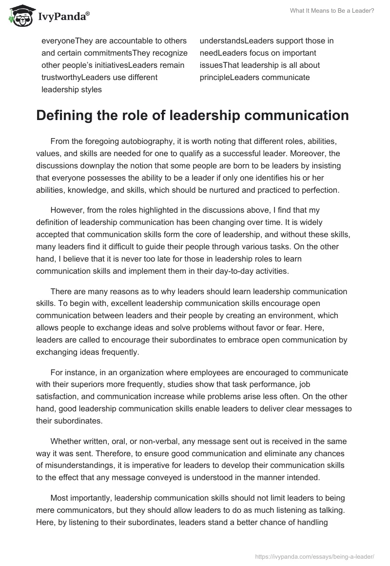 What It Means to Be a Leader?. Page 2