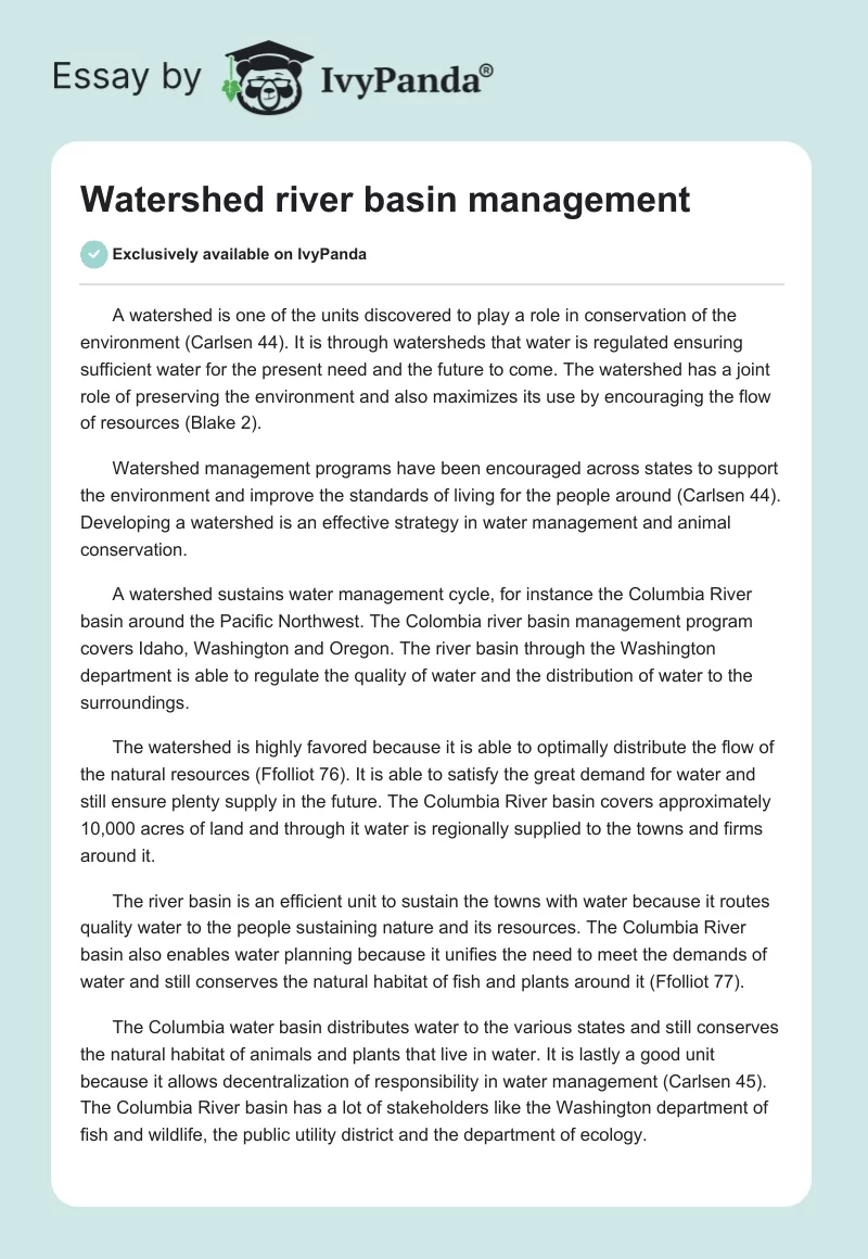 Watershed river basin management. Page 1