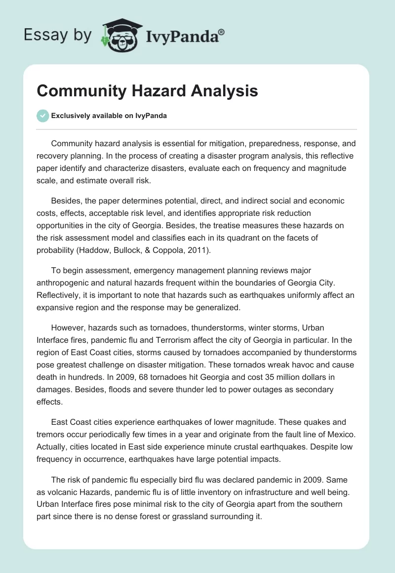 Community Hazard Analysis. Page 1