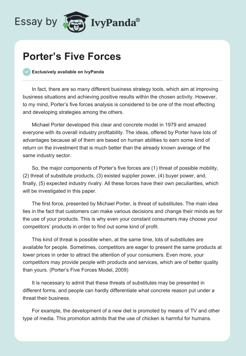 Porter’s Five Forces. Page 1