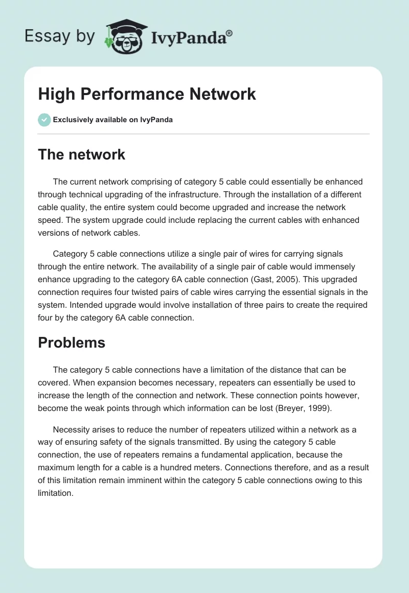 High Performance Network. Page 1