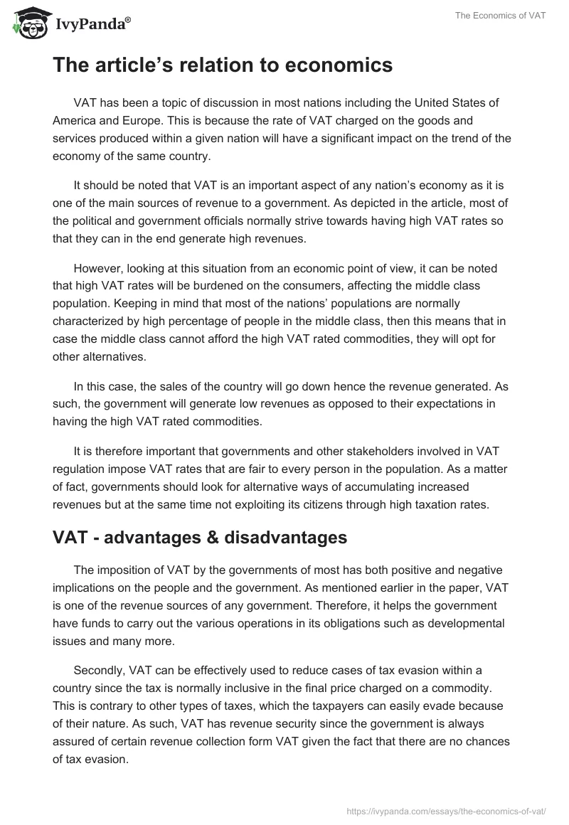 The Economics of VAT. Page 2