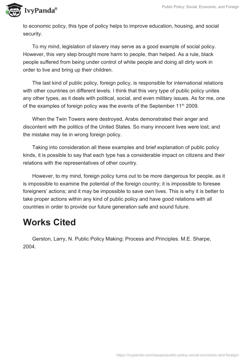 Public Policy: Social, Economic, and Foreign. Page 2