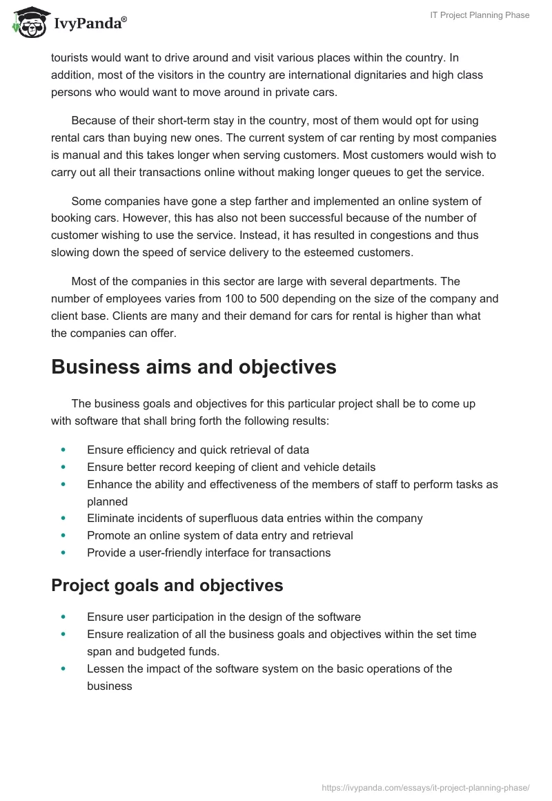 IT Project Planning Phase. Page 3