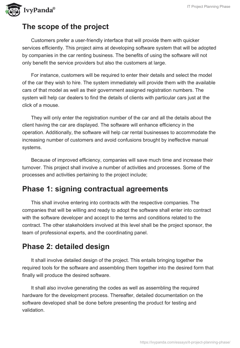 IT Project Planning Phase. Page 4