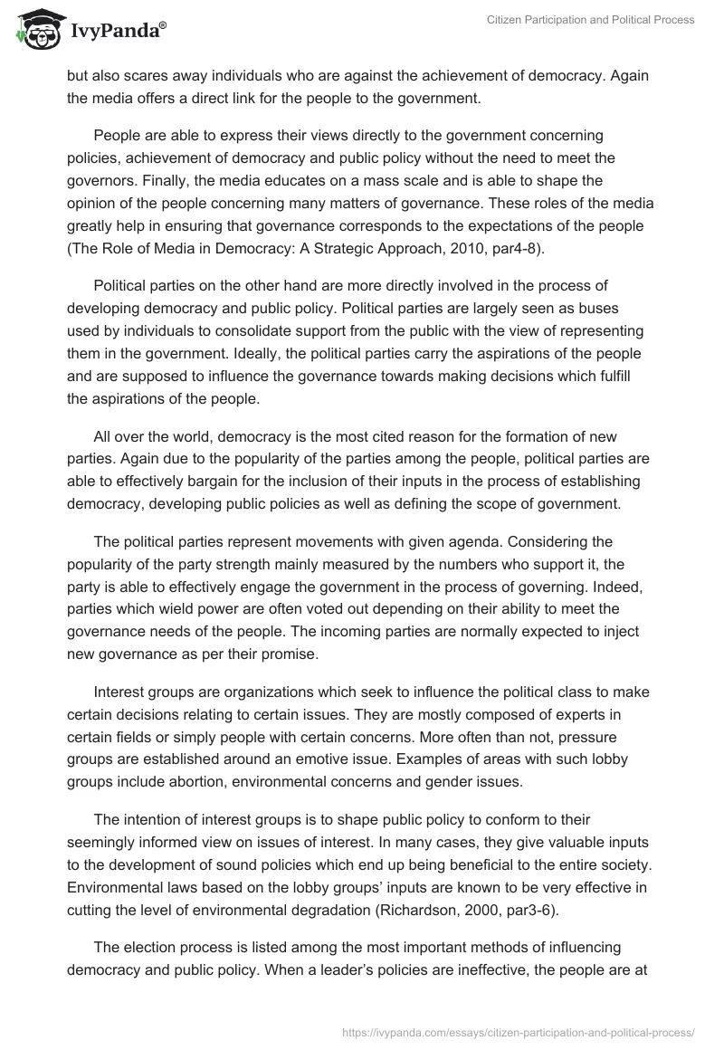 Citizen Participation and Political Process. Page 2
