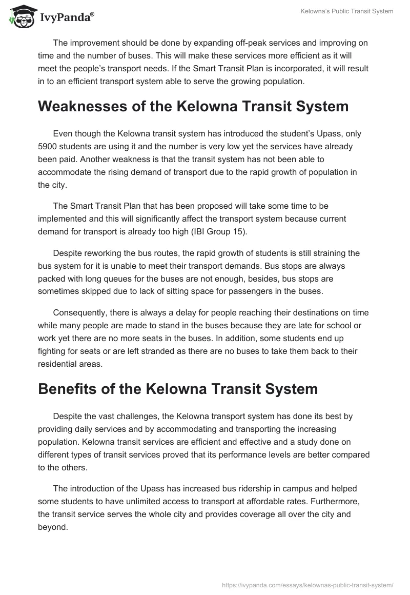 Kelowna’s Public Transit System. Page 2