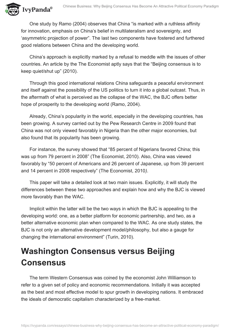 Chinese Business: Why Beijing Consensus Has Become An Attractive Political Economy Paradigm. Page 2