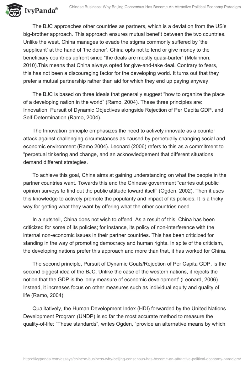 Chinese Business: Why Beijing Consensus Has Become An Attractive Political Economy Paradigm. Page 4