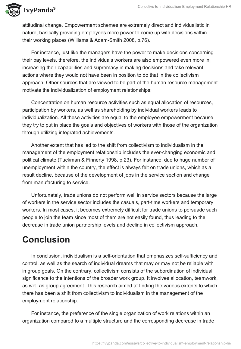 Collective to Individualism Employment Relationship HR. Page 5