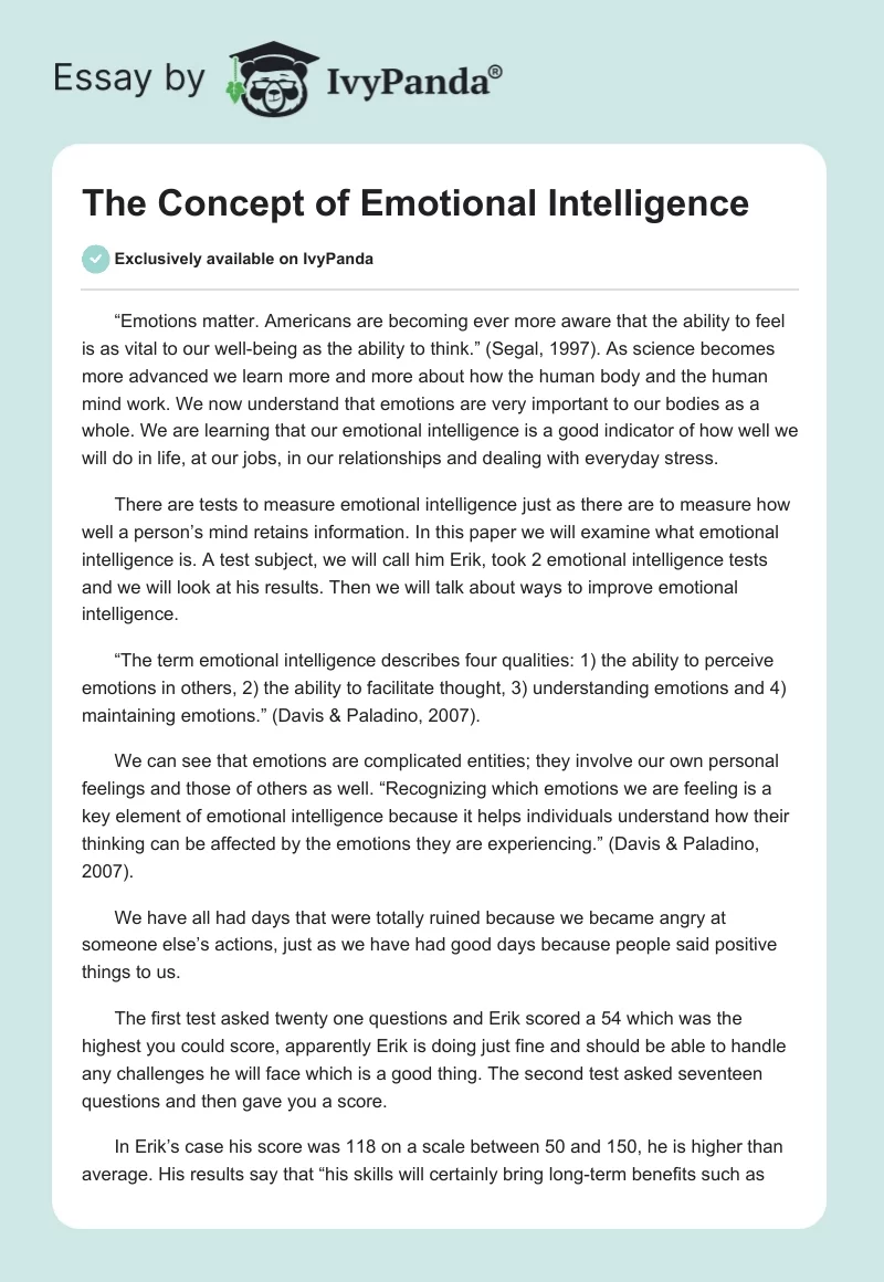 The Concept of Emotional Intelligence. Page 1