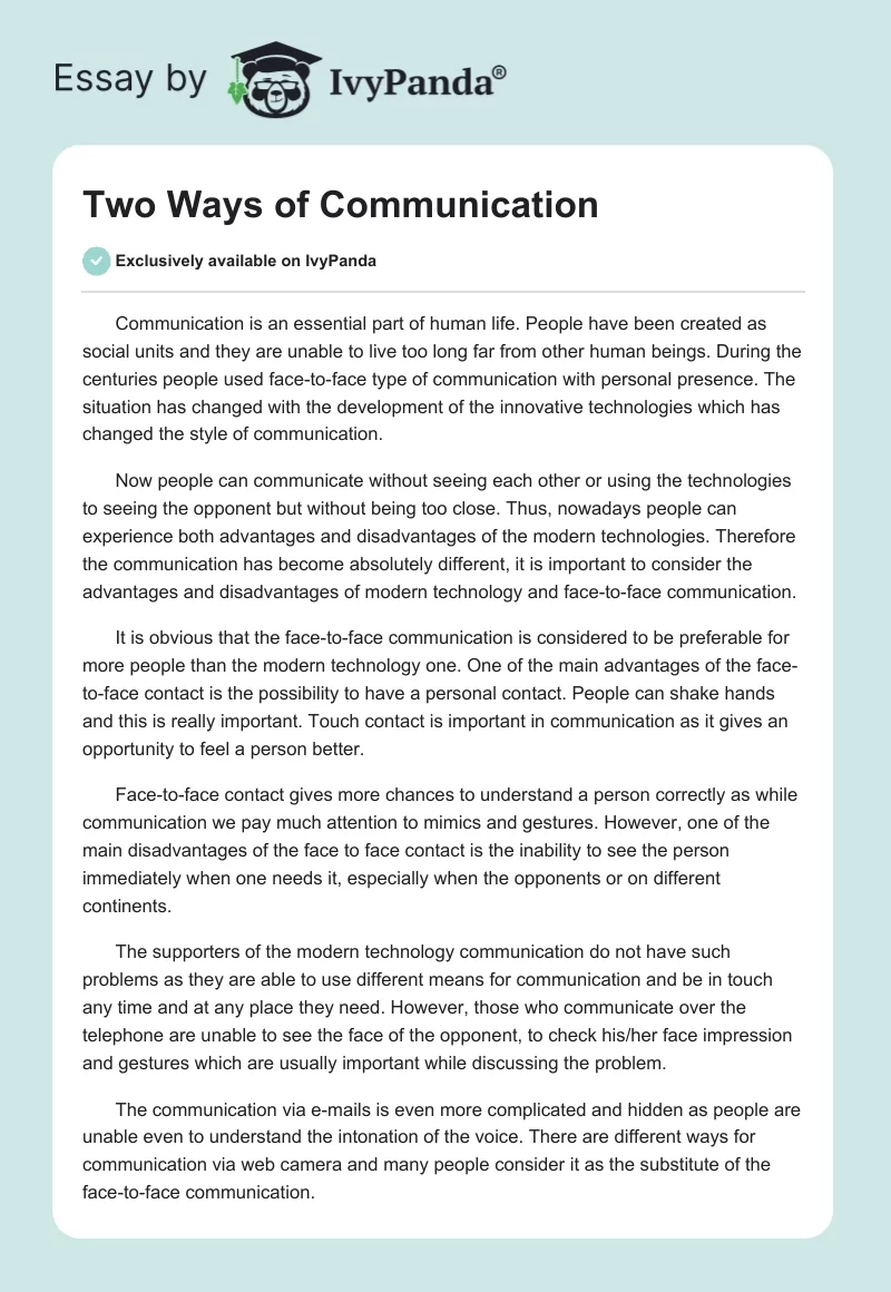 Two Ways of Communication. Page 1