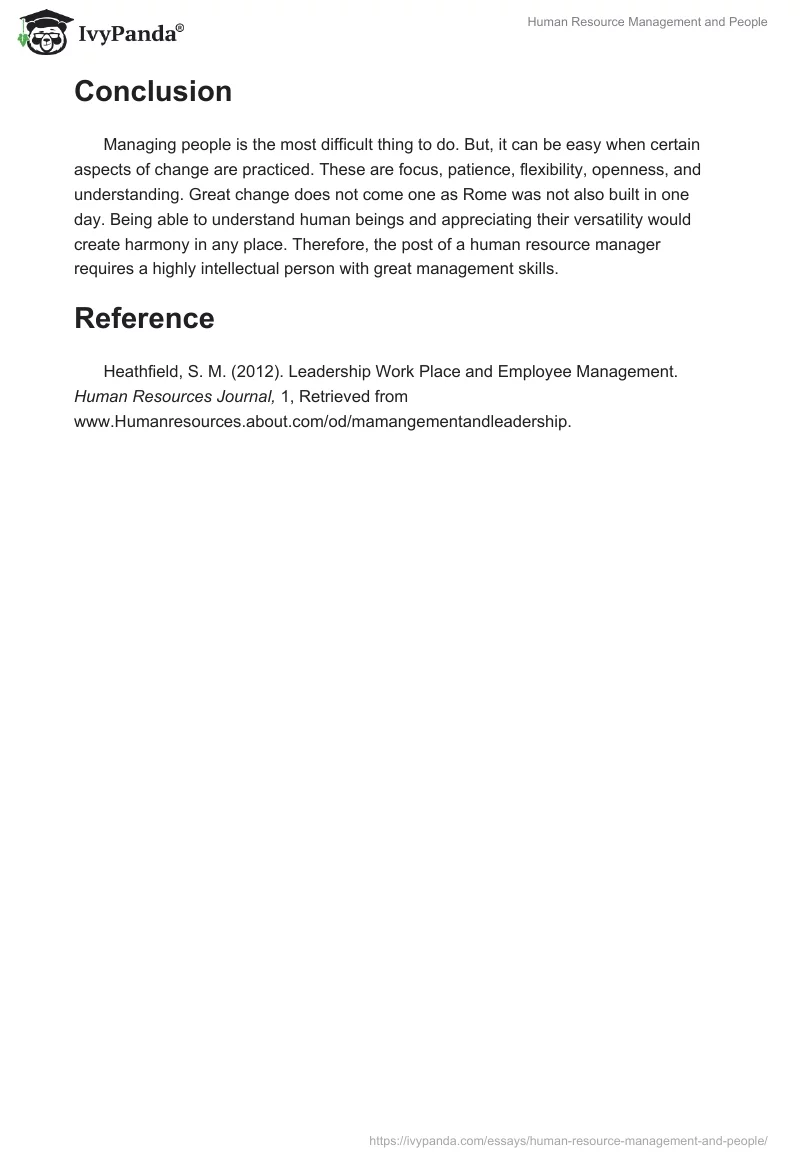 Human Resource Management and People. Page 3