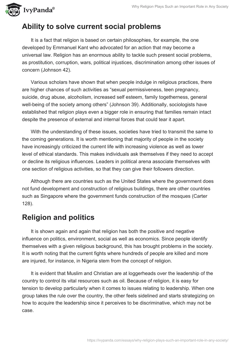 Why Religion Plays Such an Important Role in Any Society. Page 3