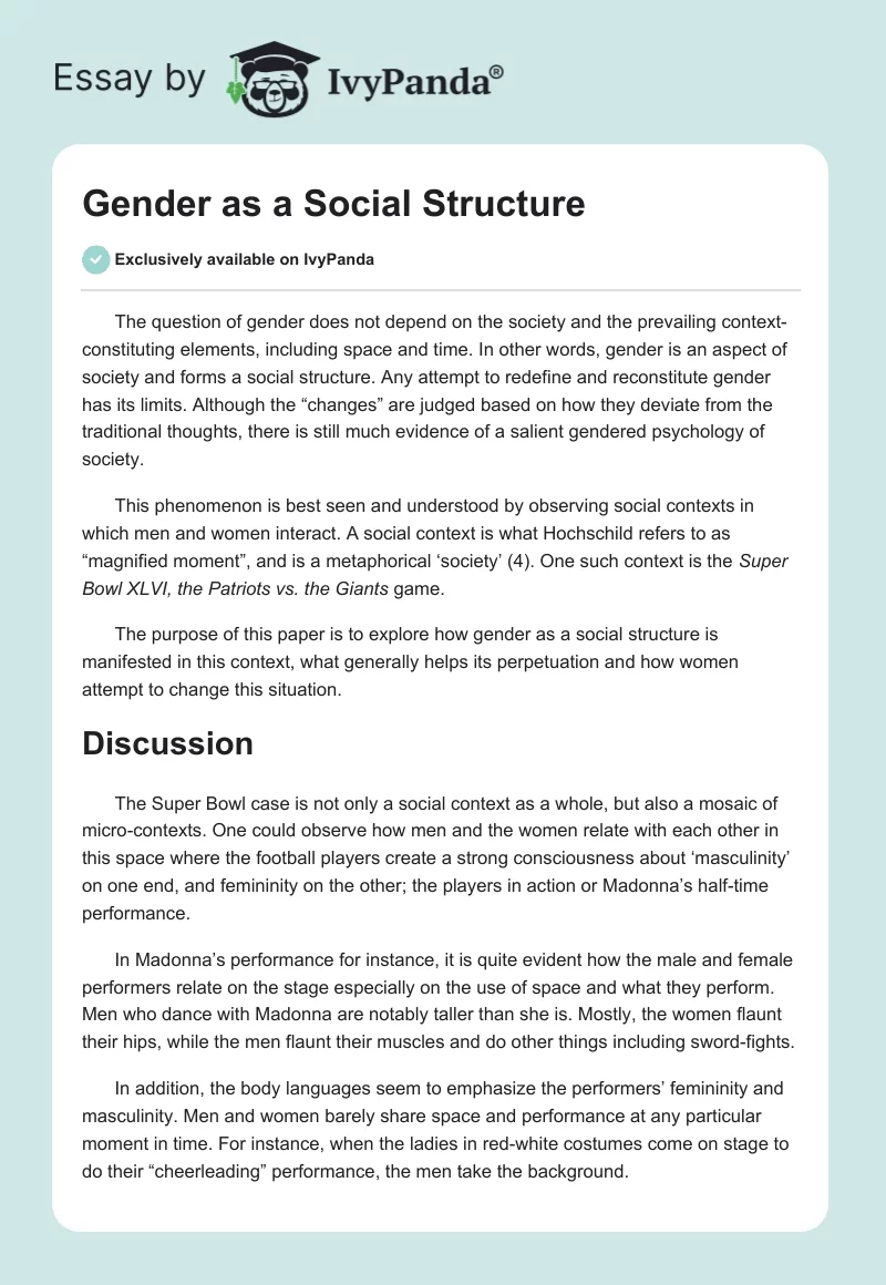 Gender as a Social Structure. Page 1