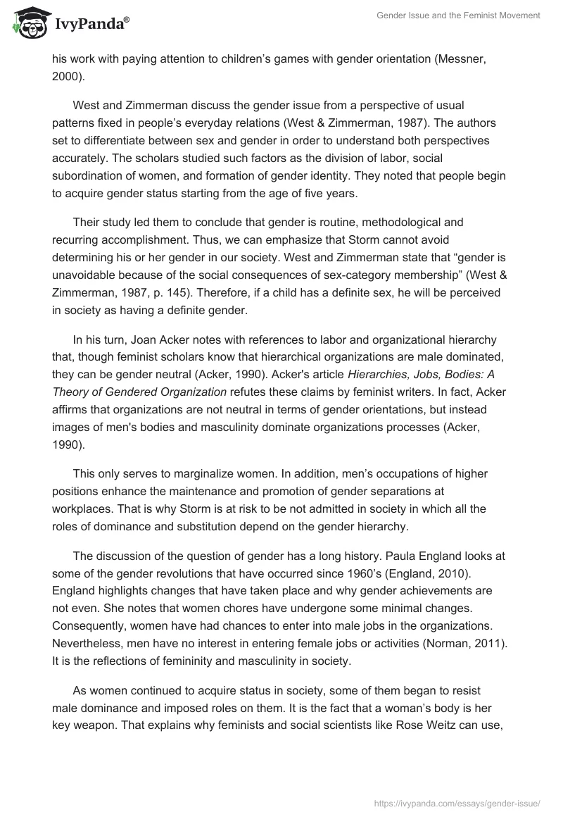 Gender Issue and the Feminist Movement. Page 2